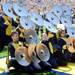Members of the Michigan marching band cymbal section create a block M during an end zone performance during the first half against Eastern Michigan at Michigan Stadium on Saturday. Melanie Maxwell I AnnArbor.com